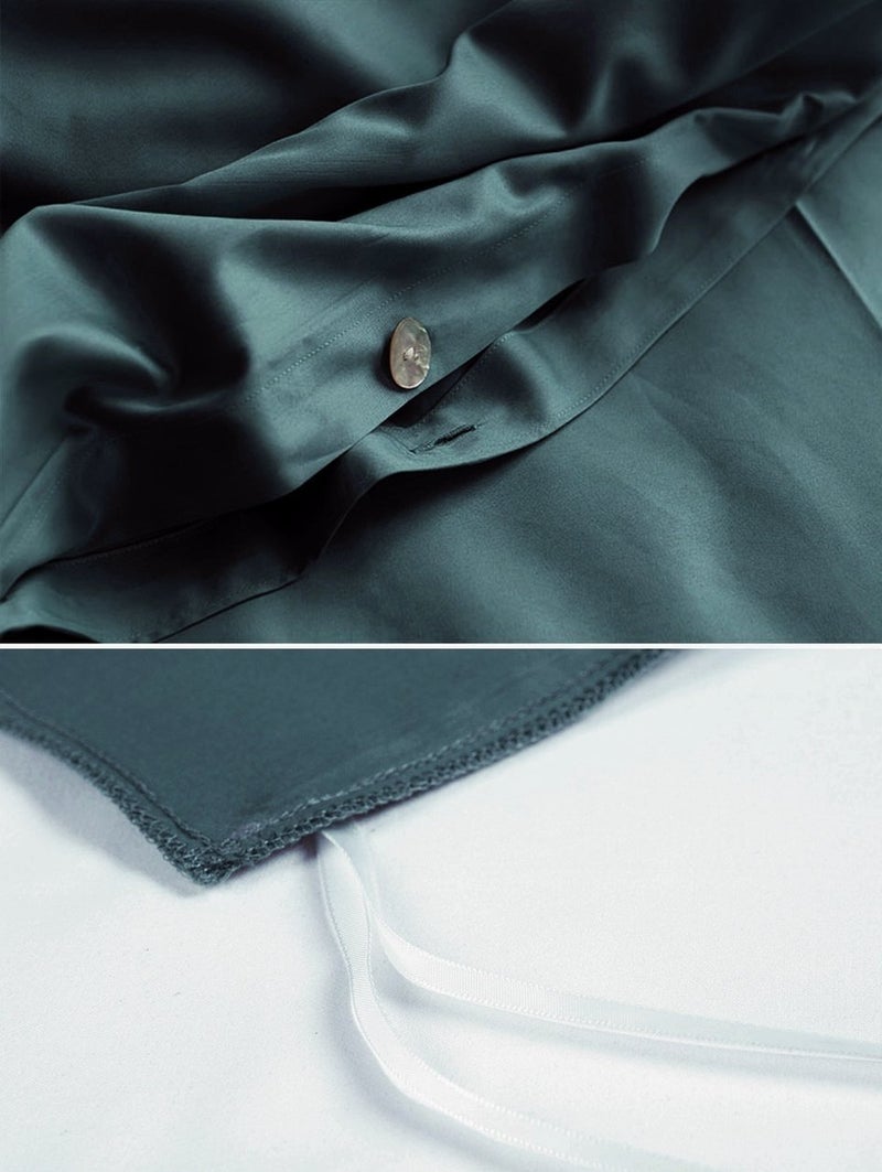 Eikei Solid Color Egyptian Cotton Duvet Cover Luxury Bedding Set High Thread Count Long Staple Sateen Weave Silky Soft Breathable Pima Quality Bed Linen (Pine Green, Queen) - Image 3